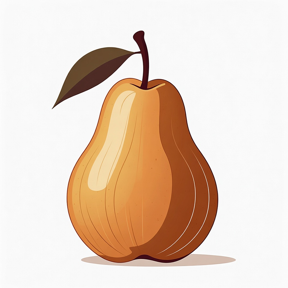 Pear with Leaf Illustration Pear with Leaf Illustration