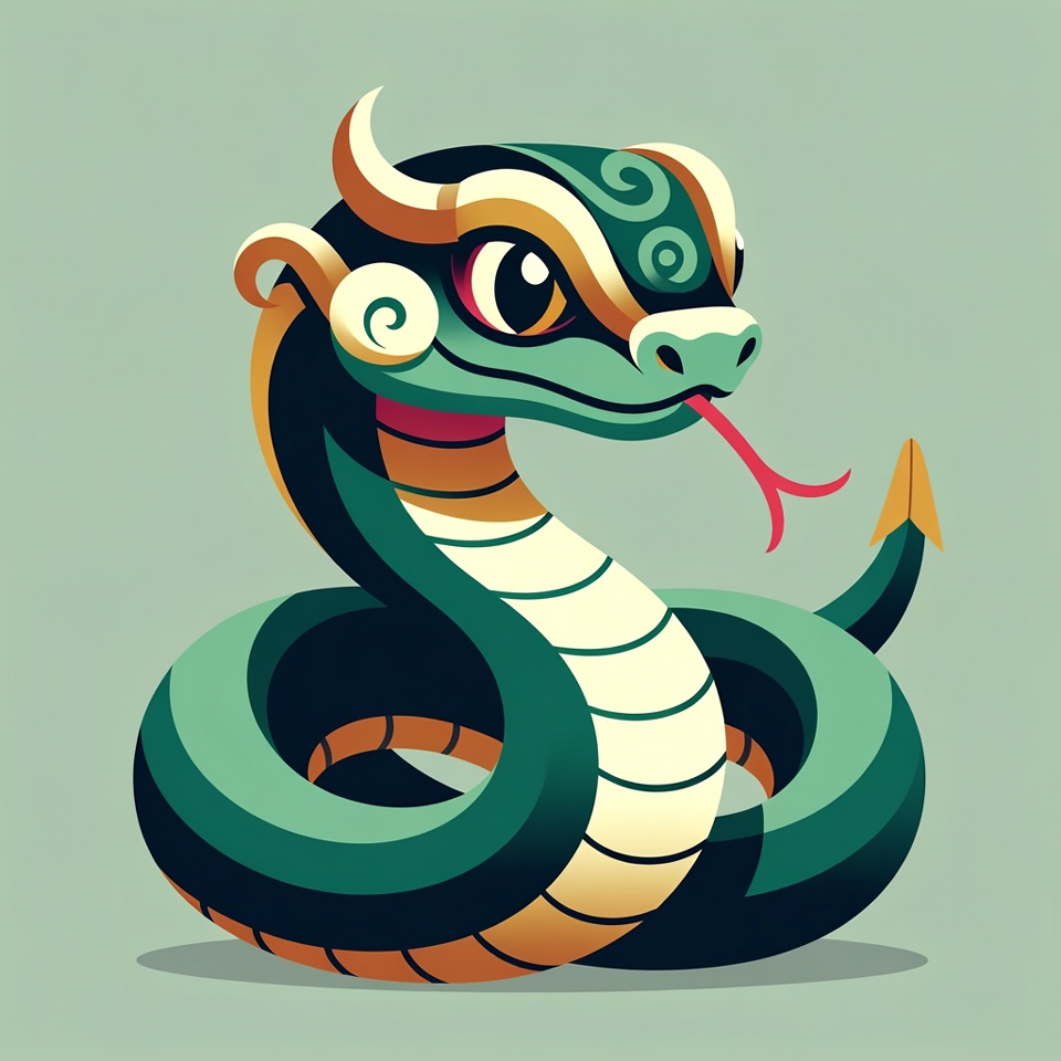 Cartoon Green Snake with Horns Cartoon Green Snake with Horns