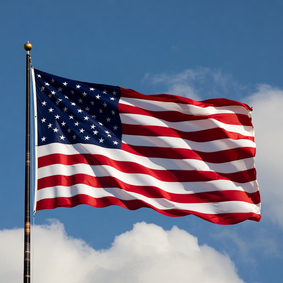 American Flag Waving in Sky American Flag Waving in Sky
