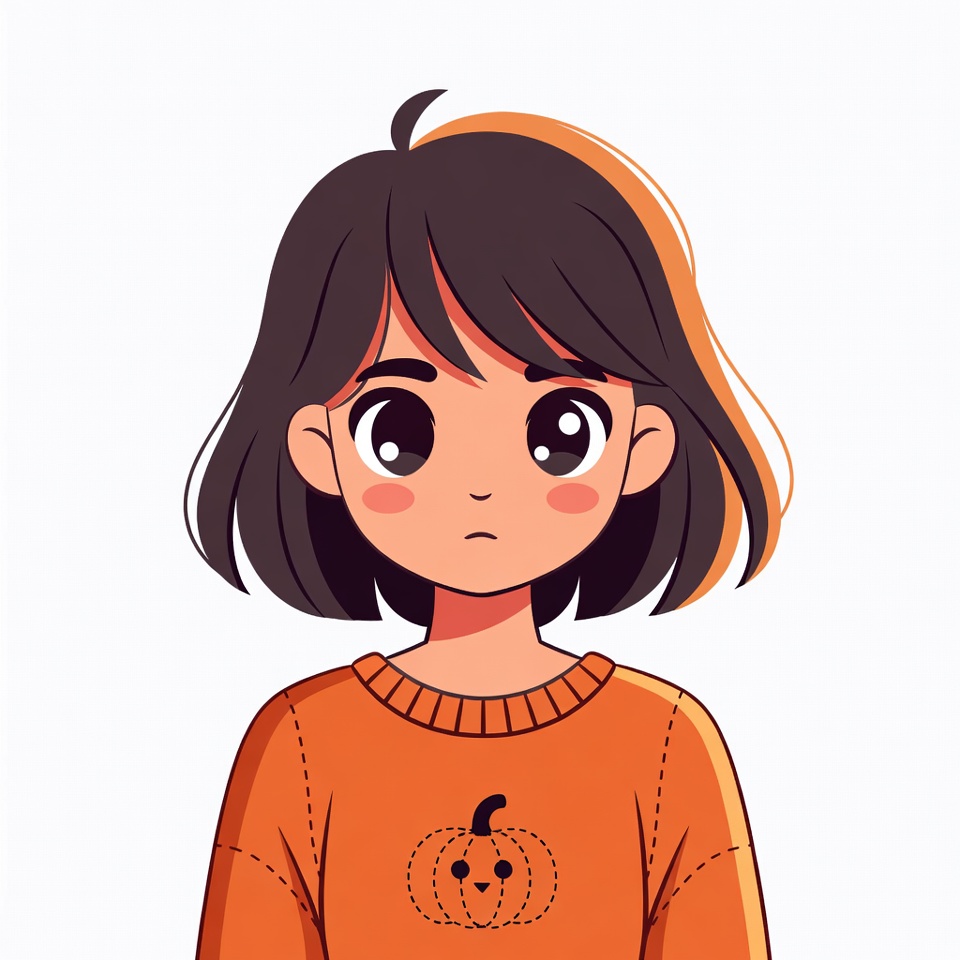 Anime girl in pumpkin sweater Anime girl in pumpkin sweater