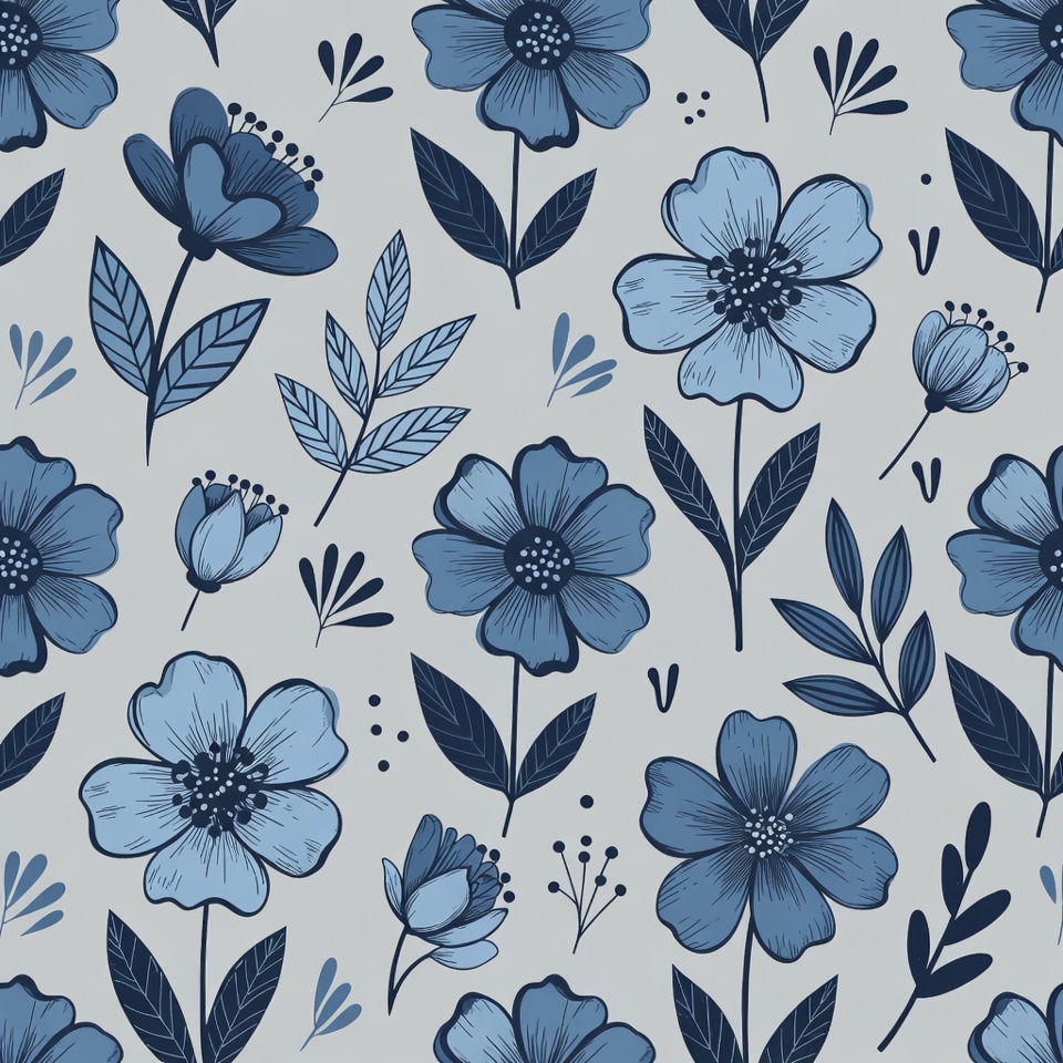 Blue Flower Seamless Pattern Blue Flower Seamless Pattern