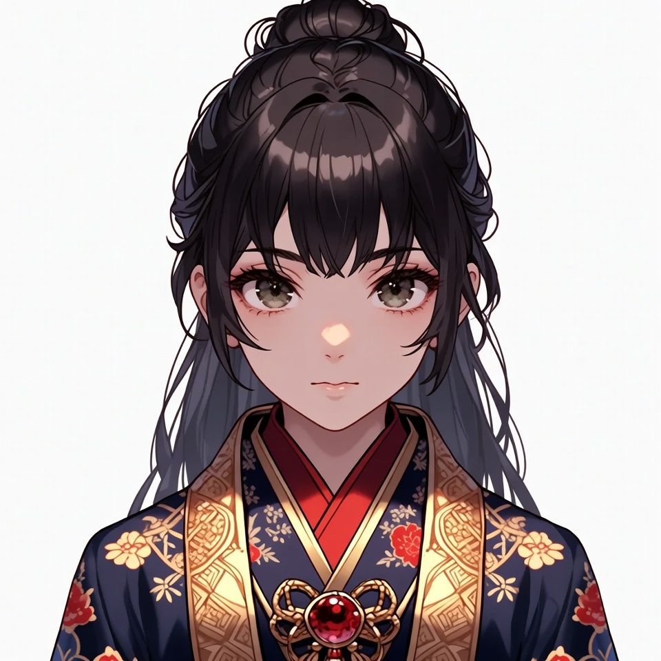 Anime girl in red kimono Anime girl in red kimono