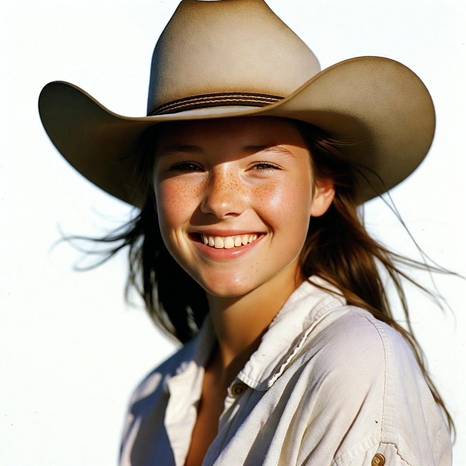 Smiling girl in cowboy hat Smiling girl in cowboy hat