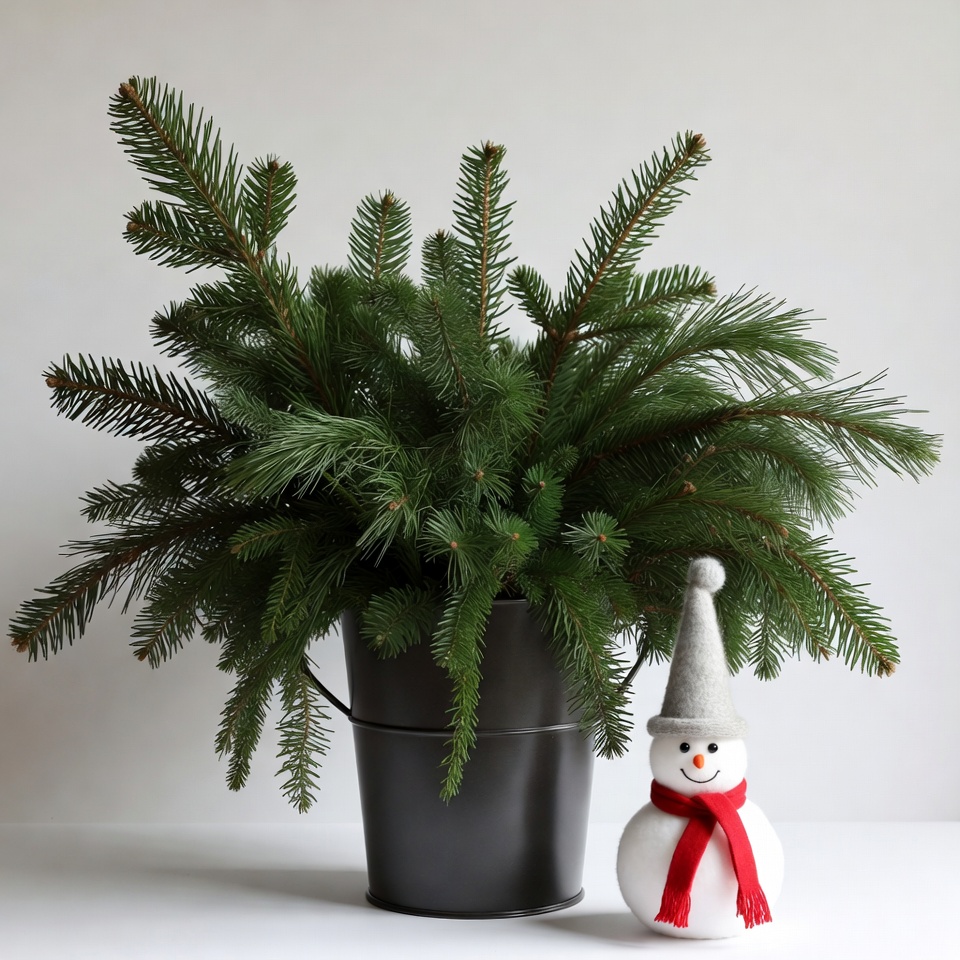 Snowman with Potted Christmas Tree Snowman with Potted Christmas Tree