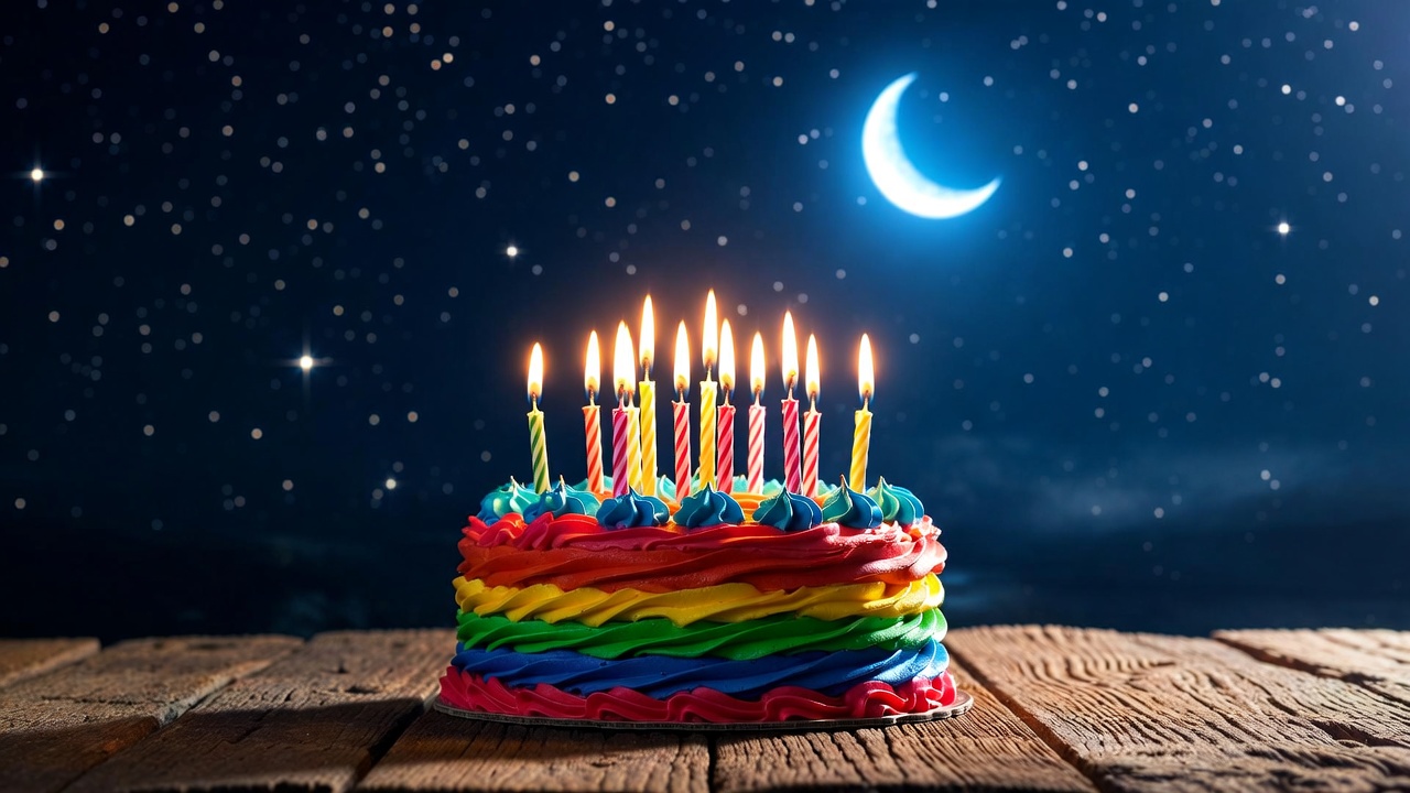 Rainbow Birthday Cake with Candles Rainbow Birthday Cake with Candles