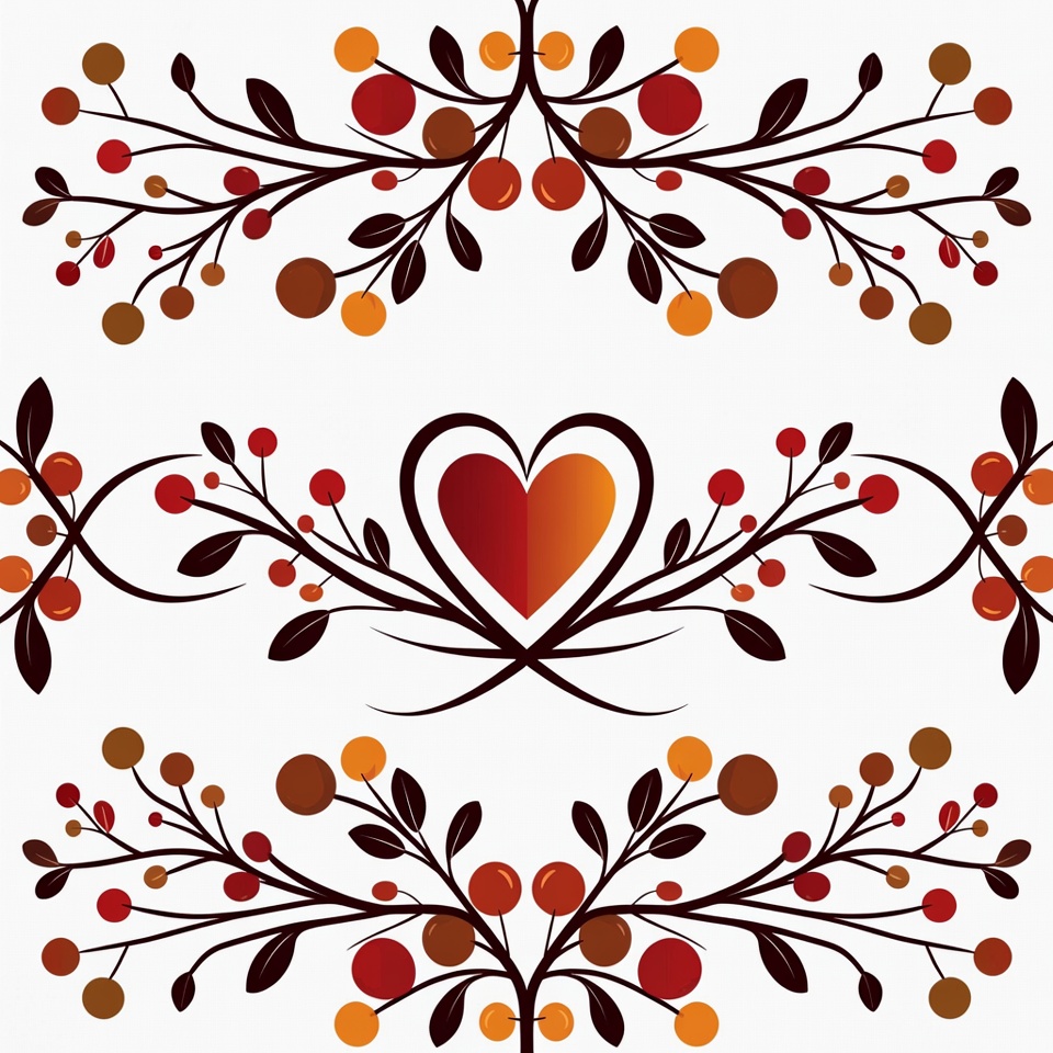 Autumn Leaf Branches Heart Border Autumn Leaf Branches Heart Border