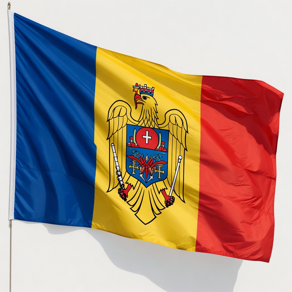 Moldovan Flag Waving on Pole Moldovan Flag Waving on Pole