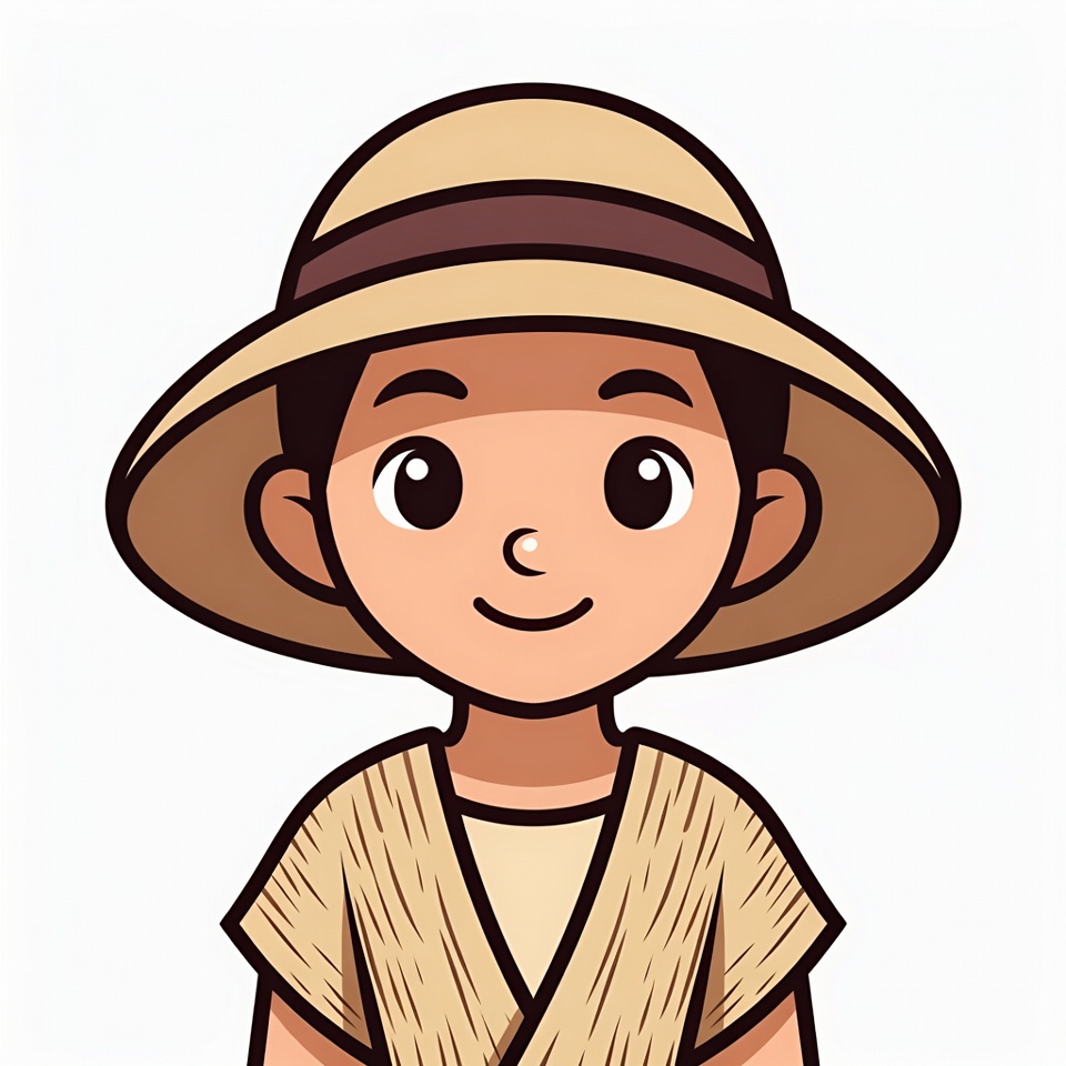 Cartoon boy wearing safari hat Cartoon boy wearing safari hat