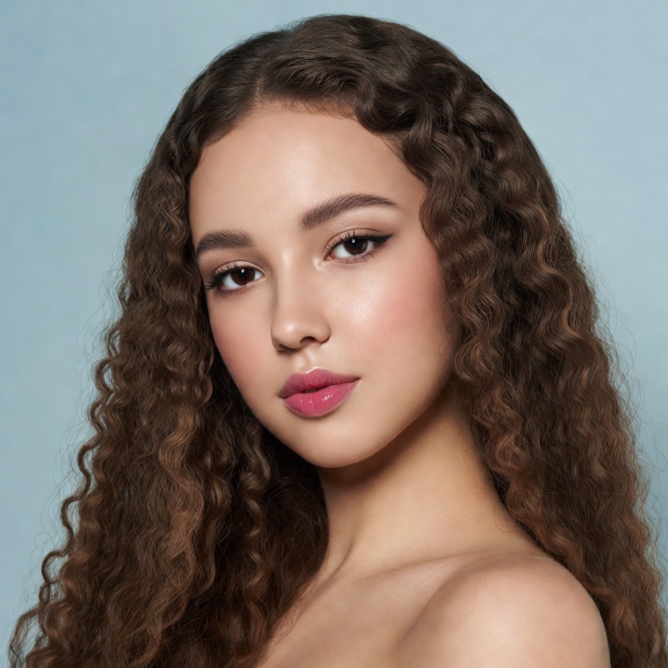 Beautiful woman with curly brown hair Beautiful woman with curly brown hair