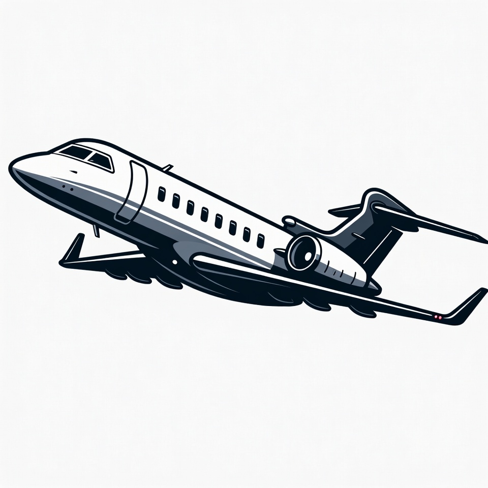 White Business Jet Flying White Business Jet Flying