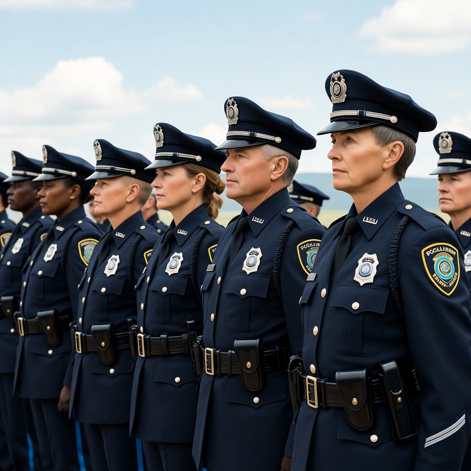Group of Police Officers Standing in Line Group of Police Officers Standing in Line