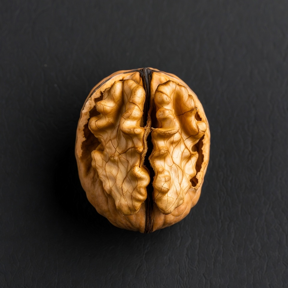 Cracked Walnut on Black Background Cracked Walnut on Black Background