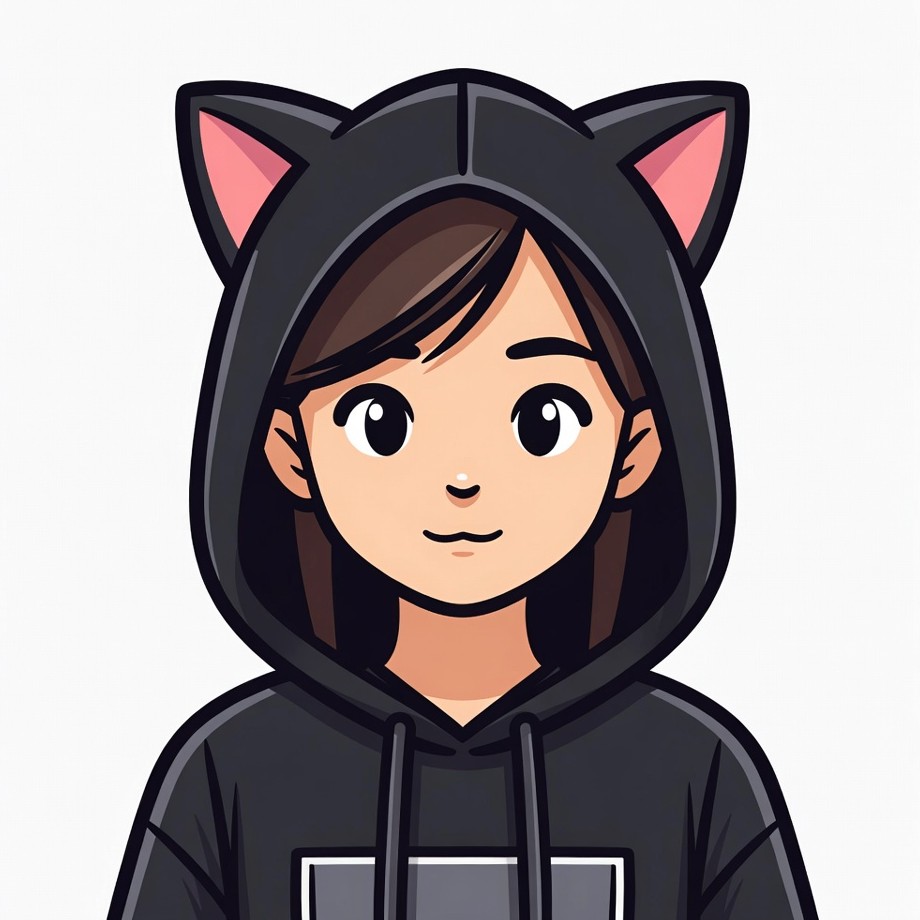 Anime girl in black cat hoodie Anime girl in black cat hoodie