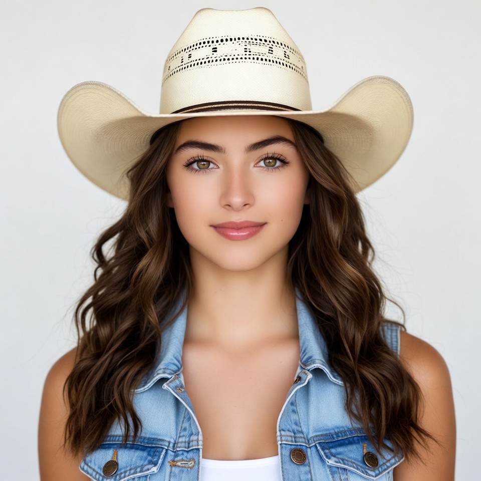 Woman wearing white cowboy hat Woman wearing white cowboy hat