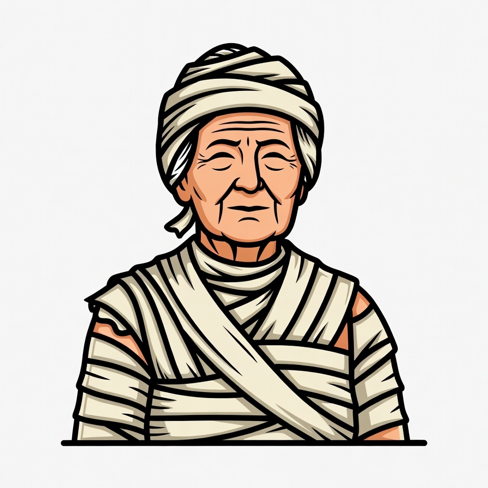 Elderly mummy woman illustration Elderly mummy woman illustration