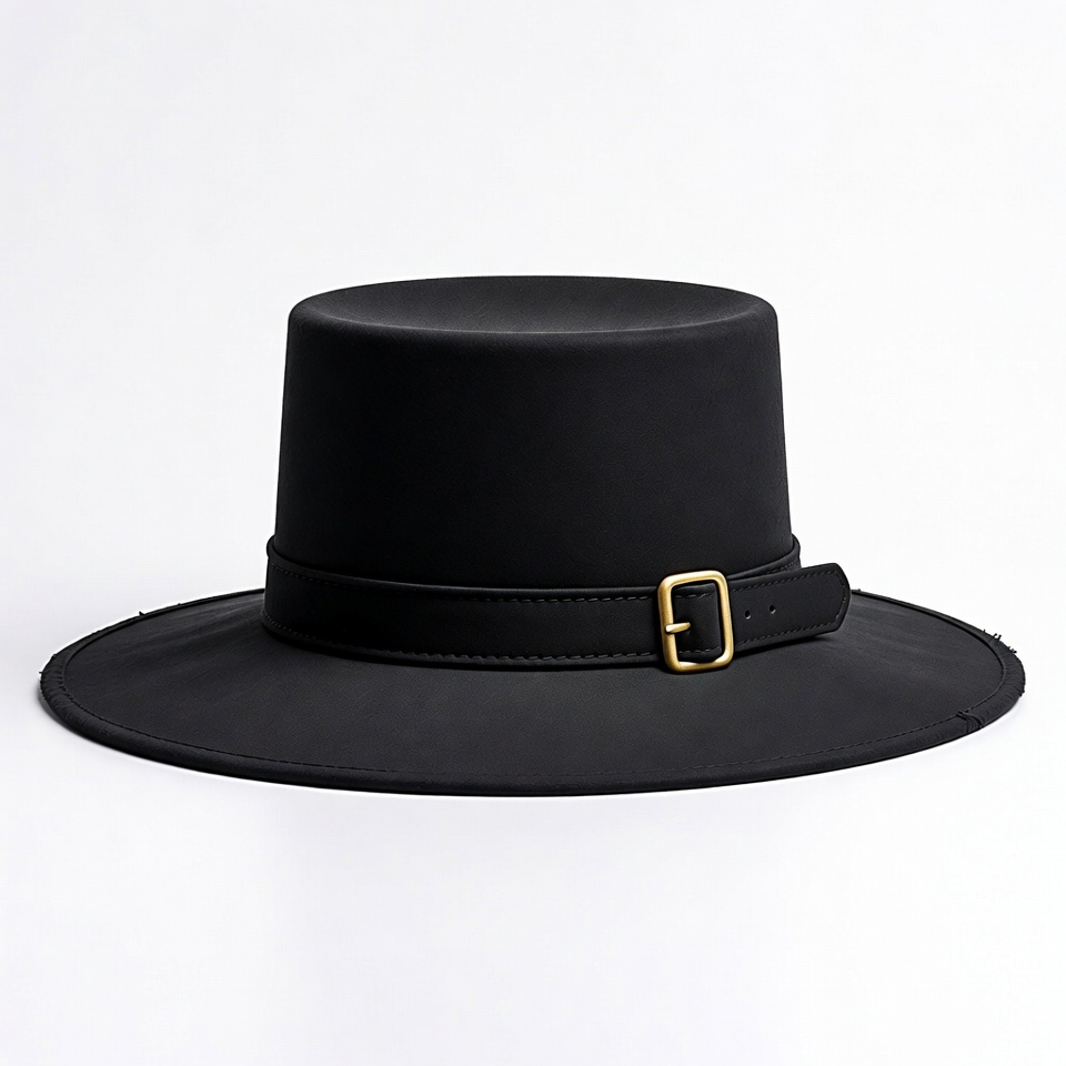 Black leather wide-brim hat Black leather wide-brim hat