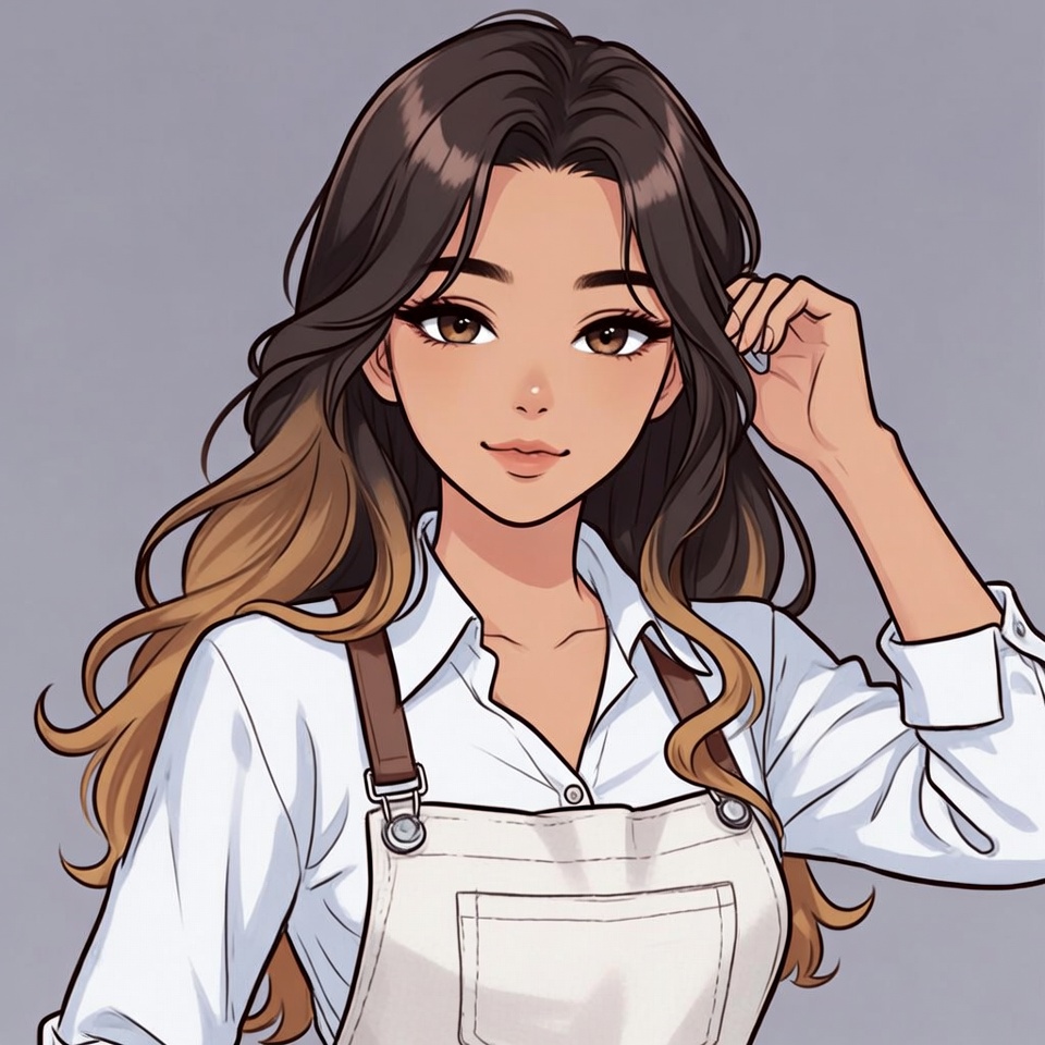 Anime girl in white apron Anime girl in white apron