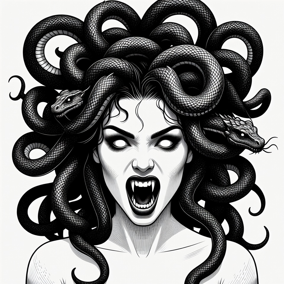 Medusa with snakes for hair Medusa with snakes for hair