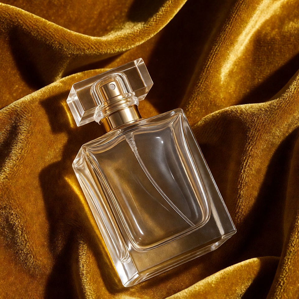 Perfume Bottle on Gold Velvet Perfume Bottle on Gold Velvet