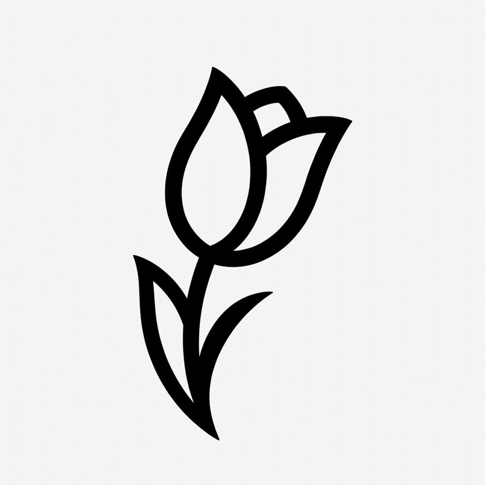 Black outline tulip illustration Black outline tulip illustration