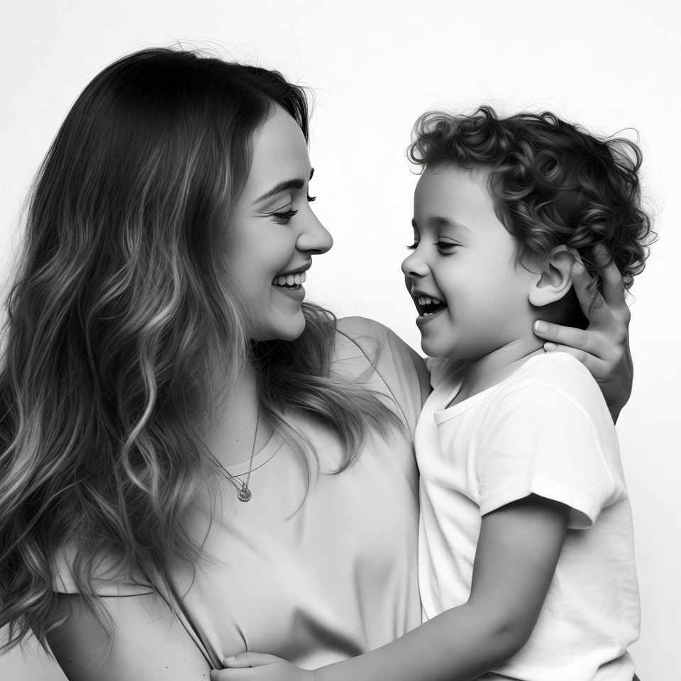 Mother smiling at happy toddler boy Mother smiling at happy toddler boy