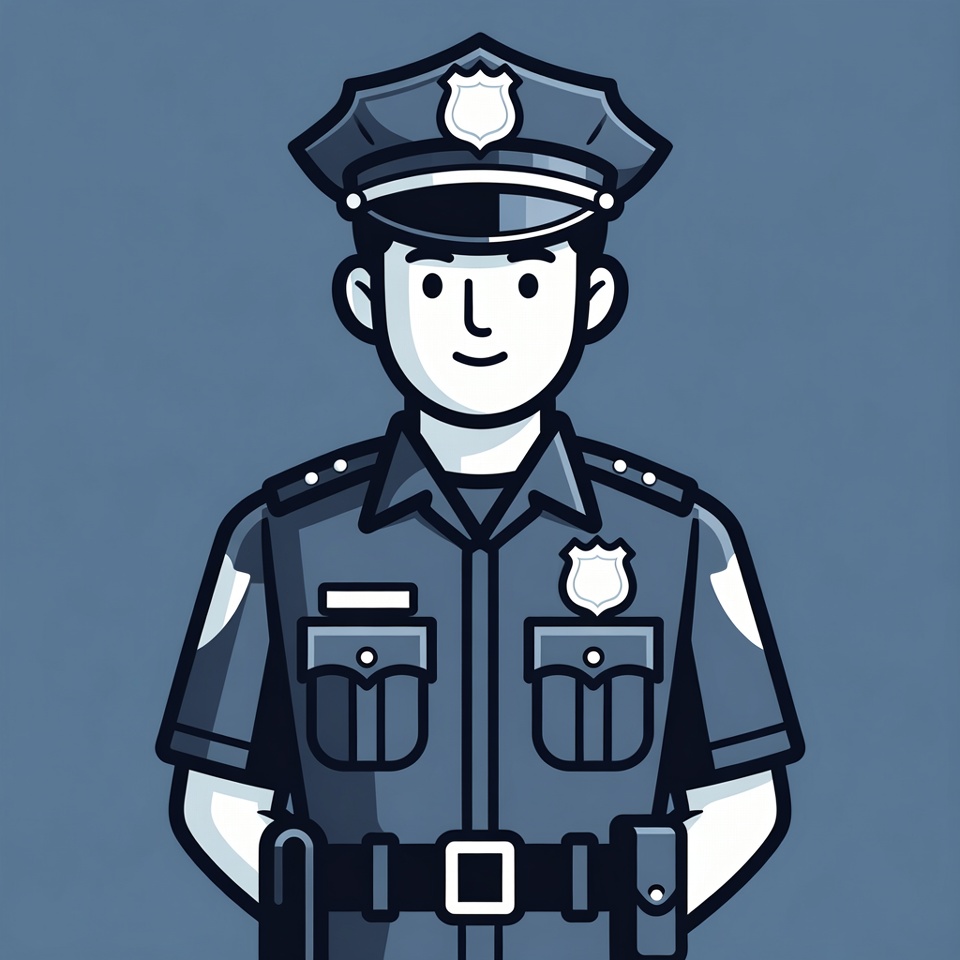 Cartoon police officer standing Cartoon police officer standing