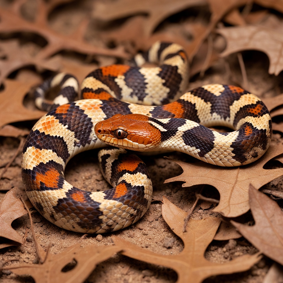Milk Snake on Autumn Leaves Milk Snake on Autumn Leaves