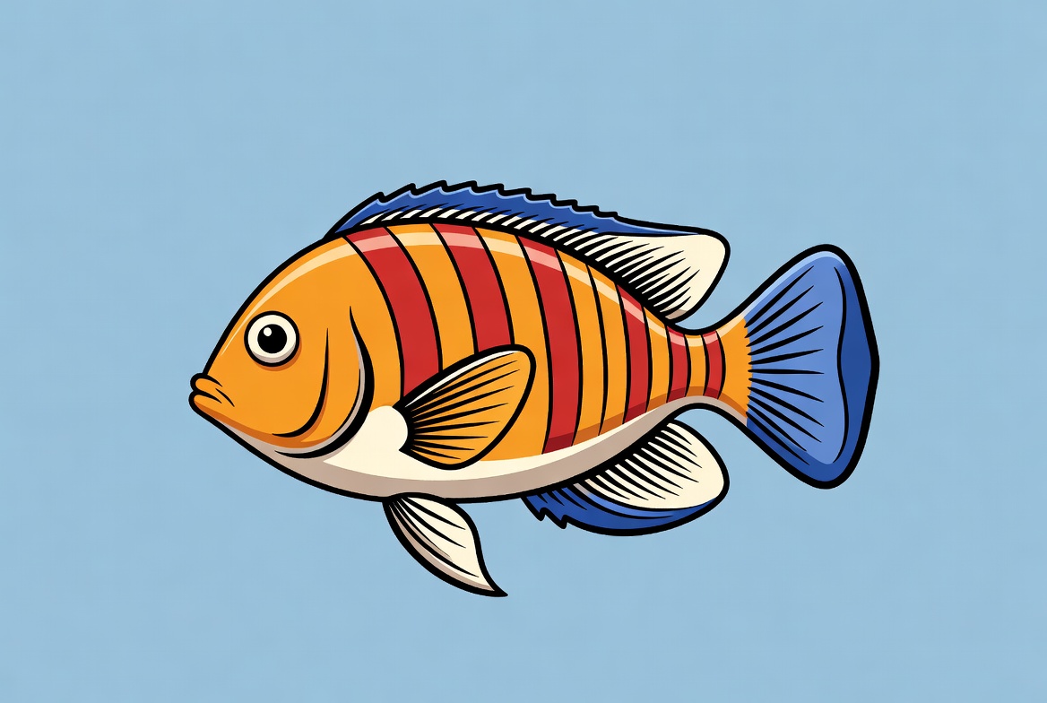 Colorful Striped Angelfish Illustration Colorful Striped Angelfish Illustration