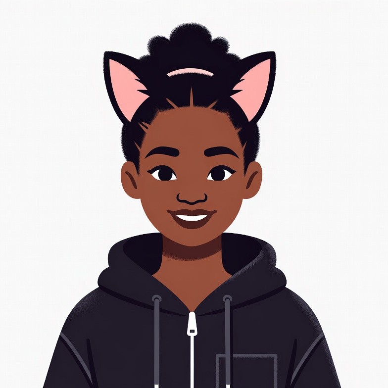 African-American girl with cat ears African-American girl with cat ears
