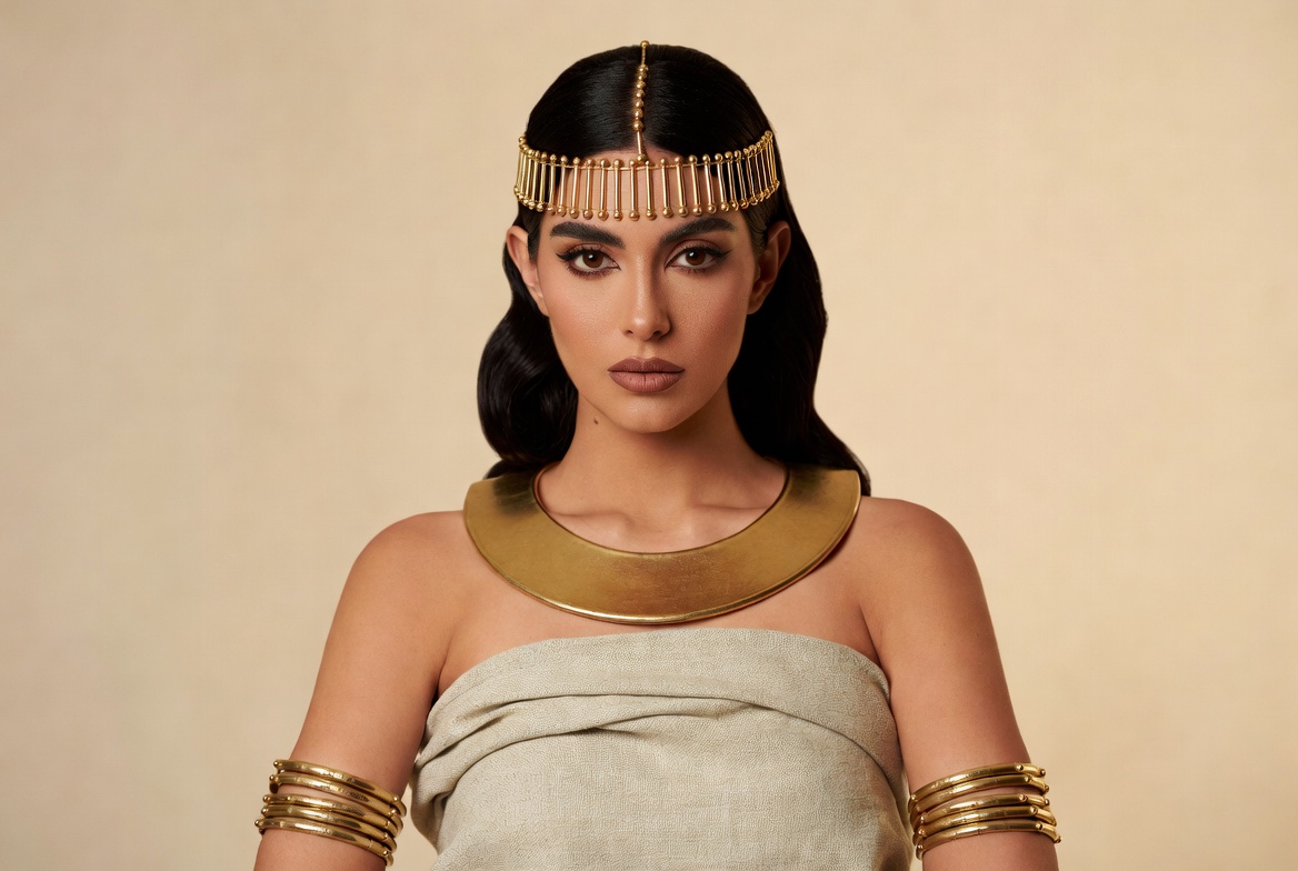 Egyptian woman in gold jewelry Egyptian woman in gold jewelry