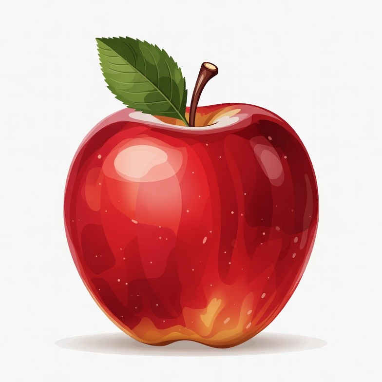 Red apple with green leaf Red apple with green leaf