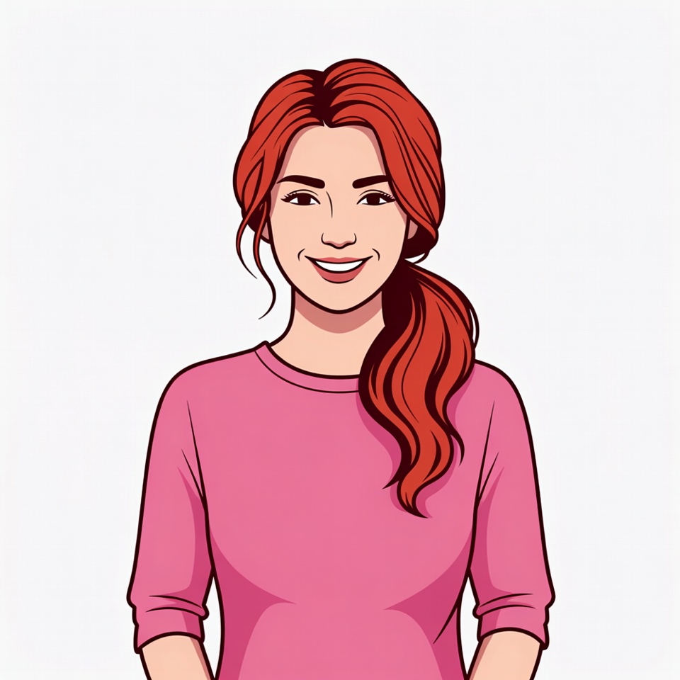 Smiling woman with red ponytail Smiling woman with red ponytail