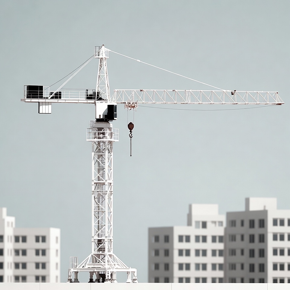 White Tower Crane Urban Buildings White Tower Crane Urban Buildings