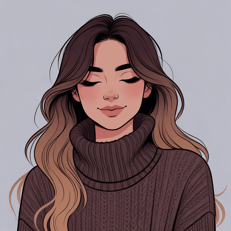 Woman in turtleneck sweater illustration Woman in turtleneck sweater illustration