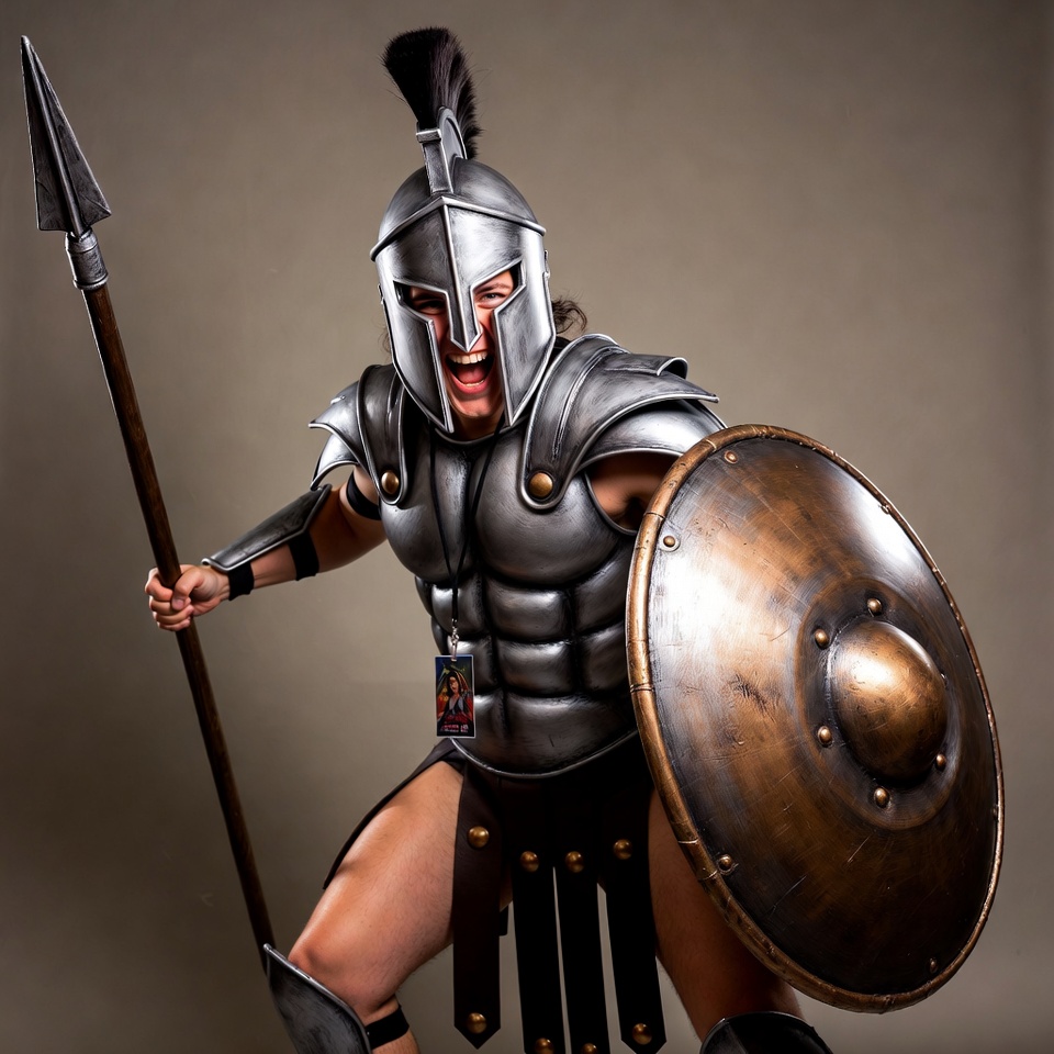 Muscular man in Spartan warrior armor Muscular man in Spartan warrior armor