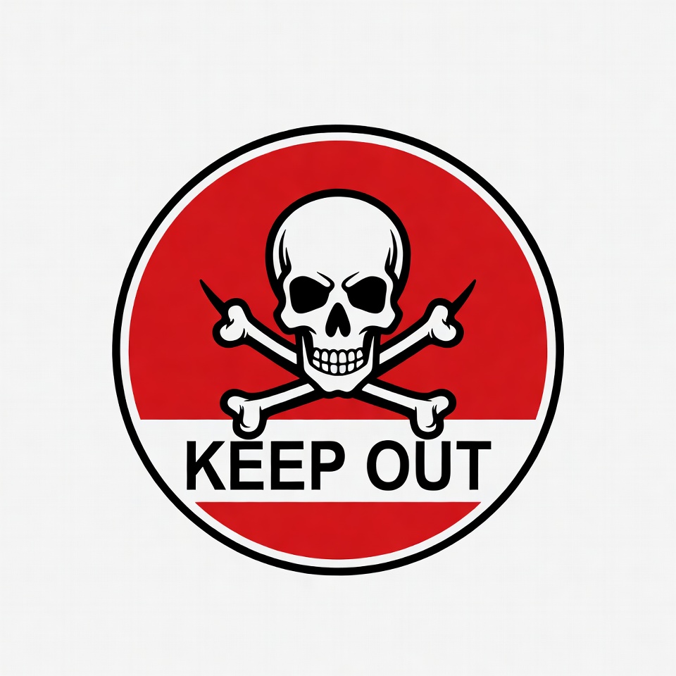 Red Keep Out Skull Sign Red Keep Out Skull Sign