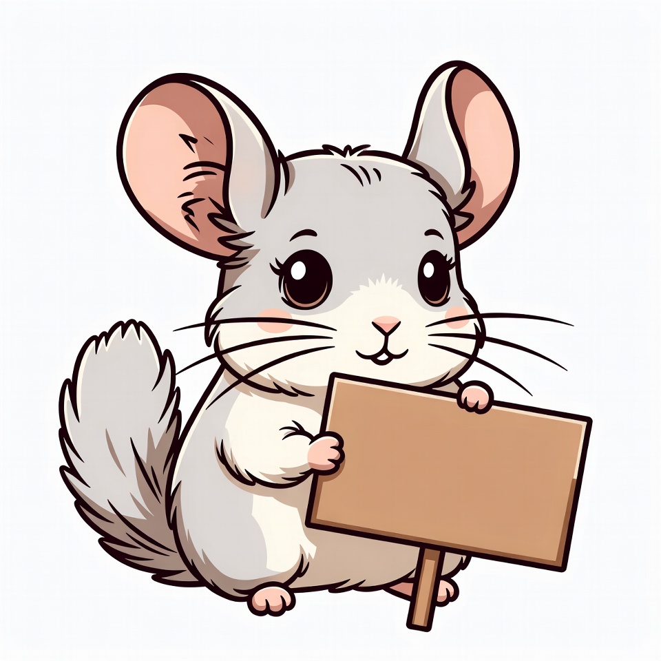Cute chinchilla holding blank sign Cute chinchilla holding blank sign