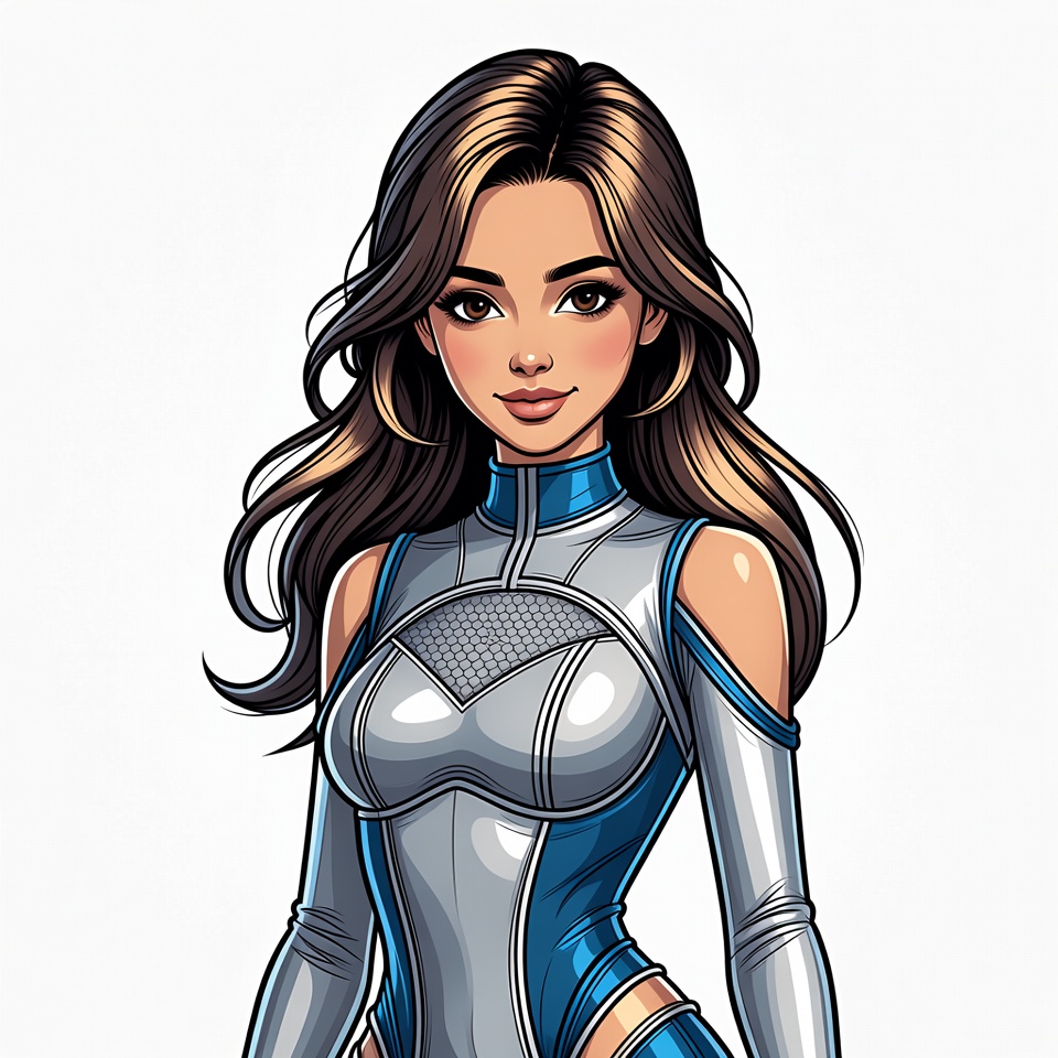 Anime girl in futuristic silver suit Anime girl in futuristic silver suit