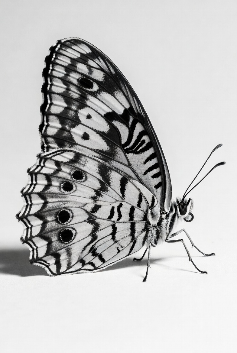 White Peacock Butterfly on white background White Peacock Butterfly on white background