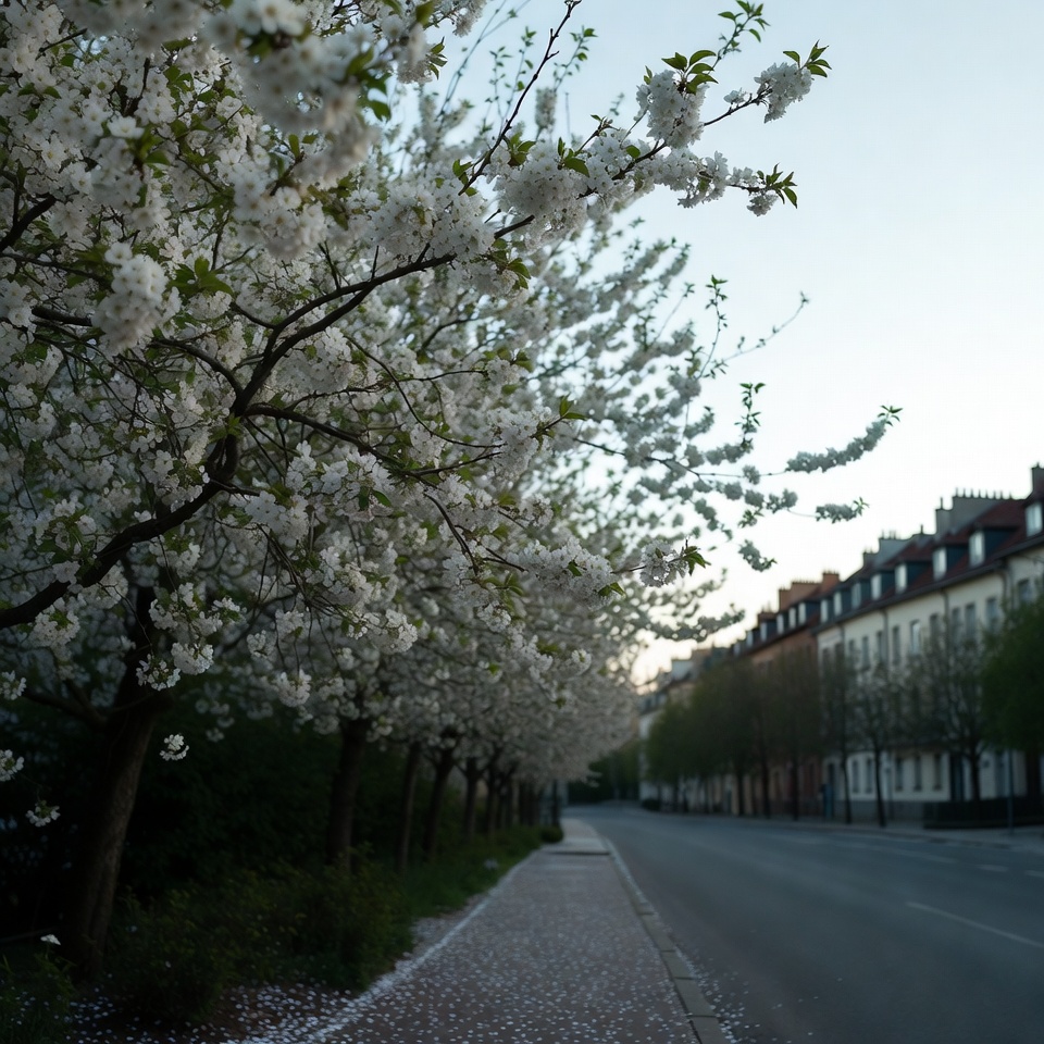 Cherry Blossom Trees Lining Street Cherry Blossom Trees Lining Street