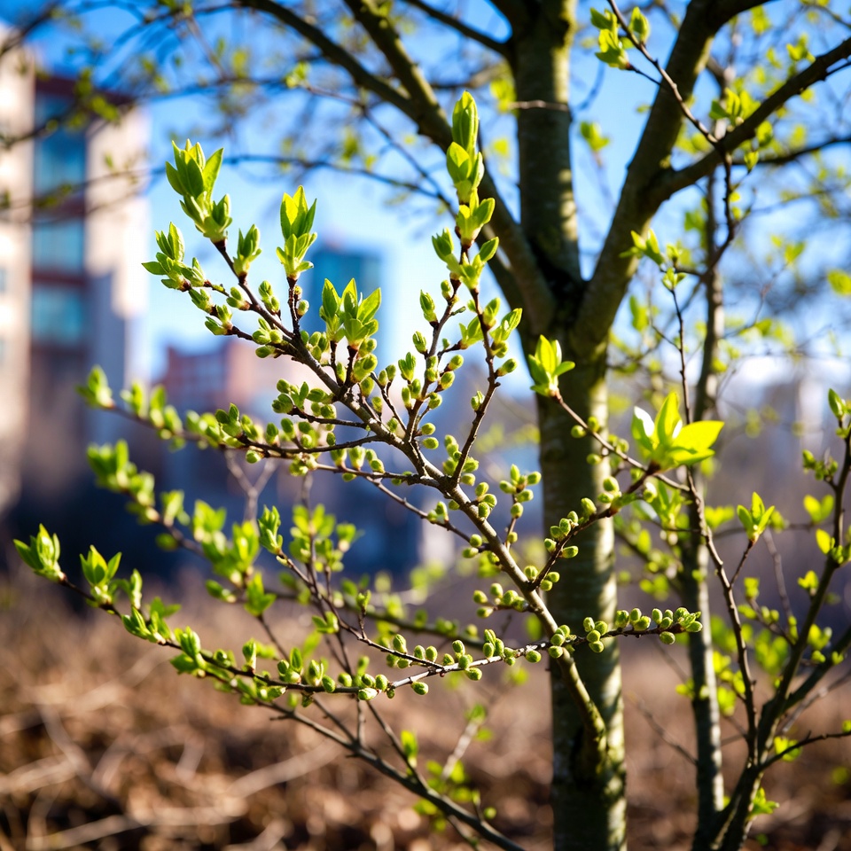 Spring tree with fresh green buds Spring tree with fresh green buds