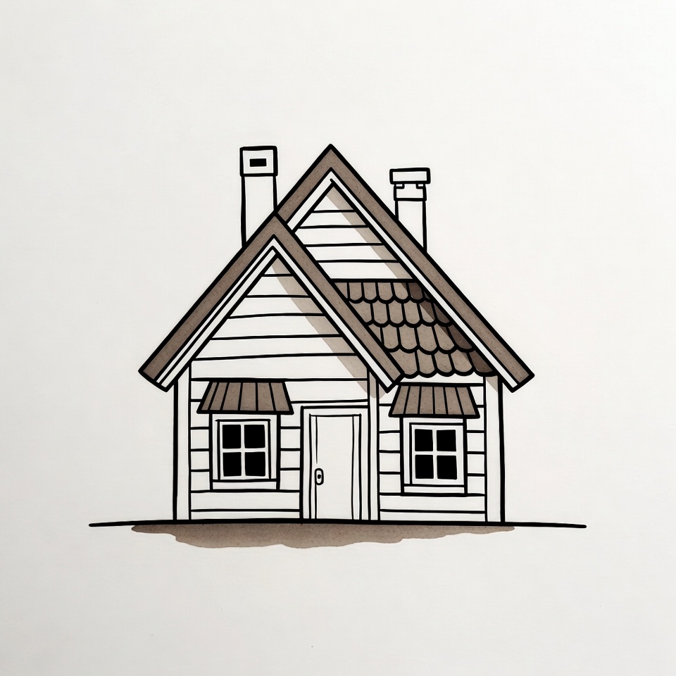 Cartoon White House with Chimneys Cartoon White House with Chimneys