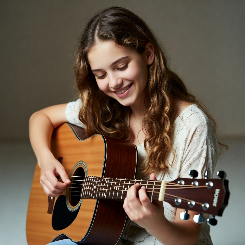 Girl playing acoustic guitar Girl playing acoustic guitar