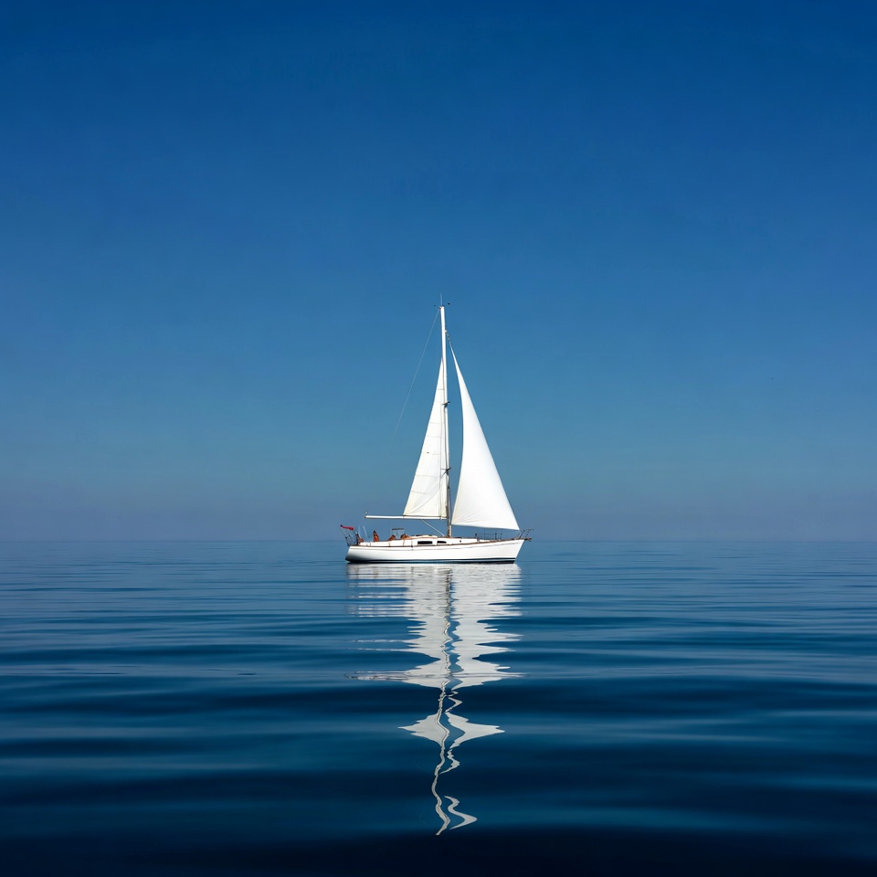 White sailboat on calm blue sea White sailboat on calm blue sea