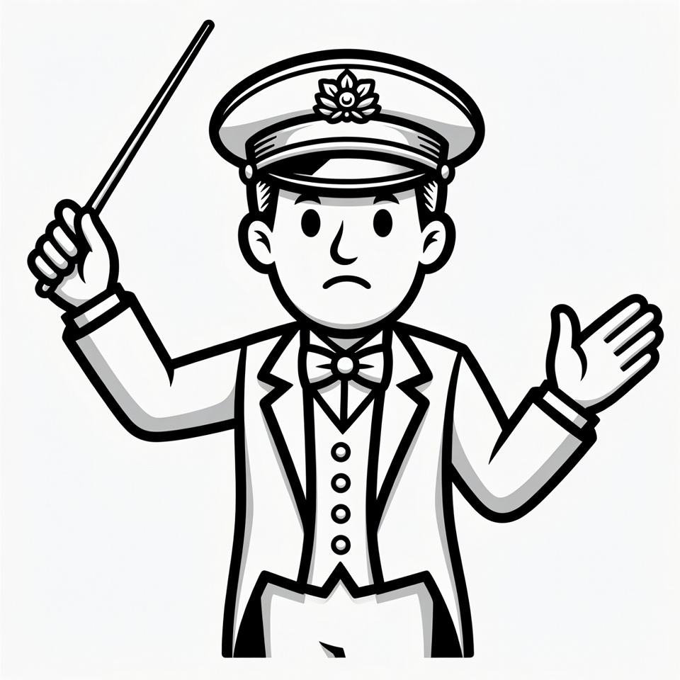 Cartoon conductor holding baton Cartoon conductor holding baton