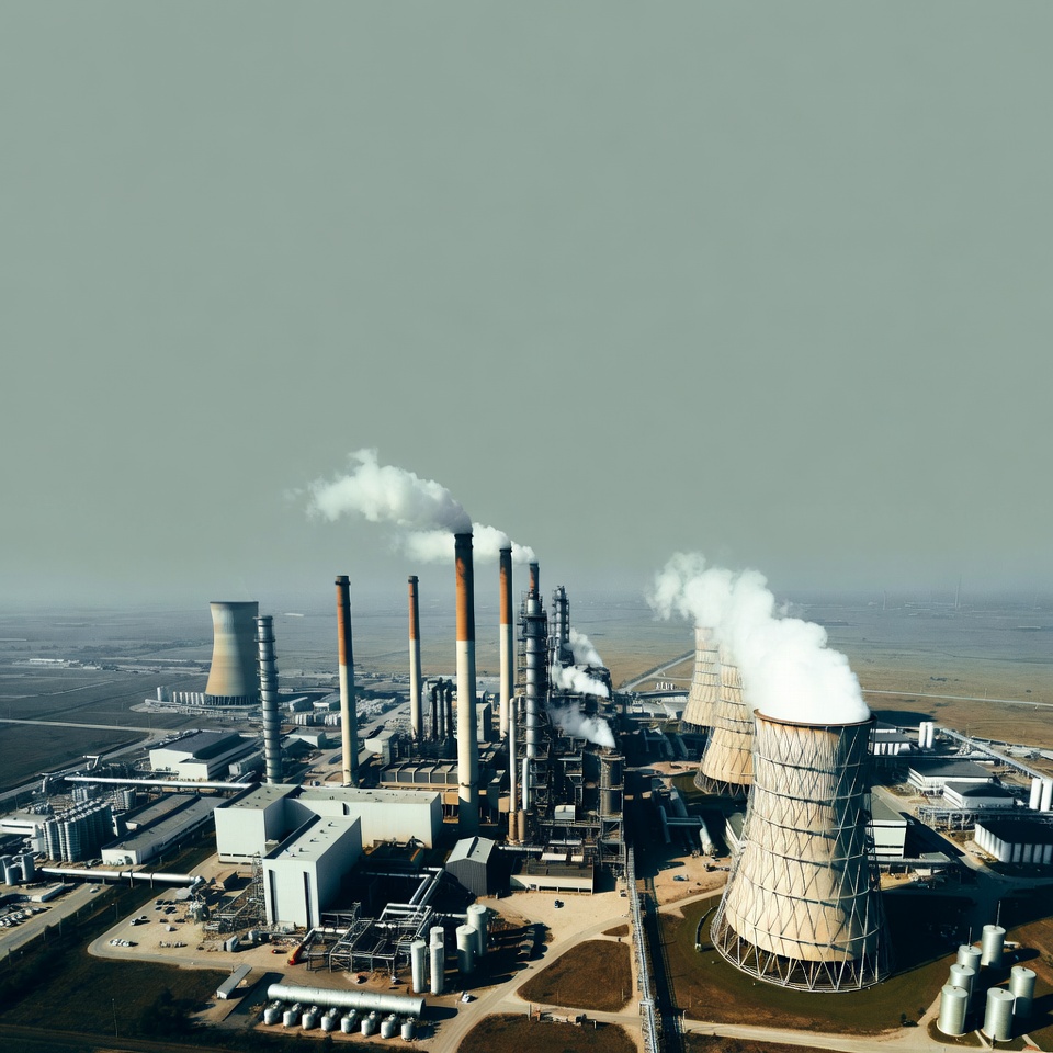 Industrial Power Plant with Smoking Chimneys Industrial Power Plant with Smoking Chimneys