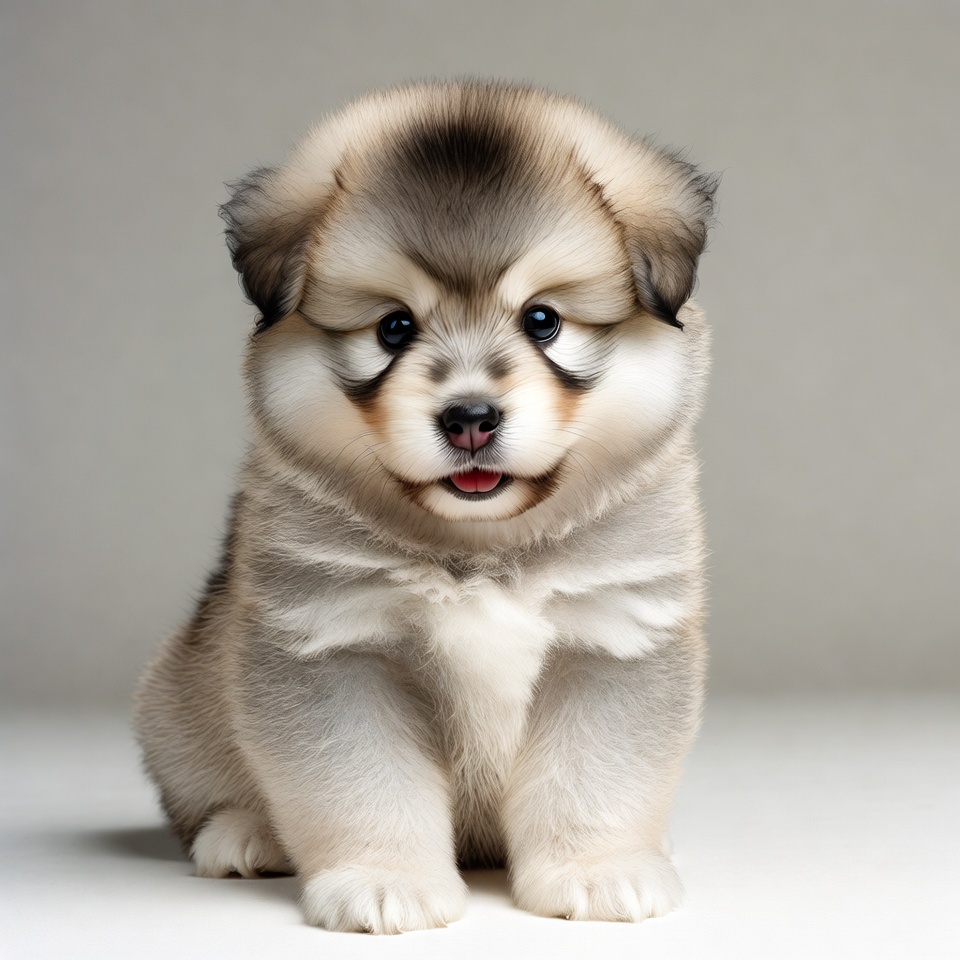Fluffy Pomeranian Puppy Sitting Fluffy Pomeranian Puppy Sitting