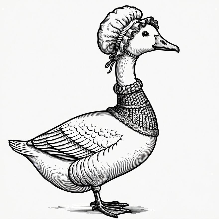 Duck wearing chef hat and sweater Duck wearing chef hat and sweater