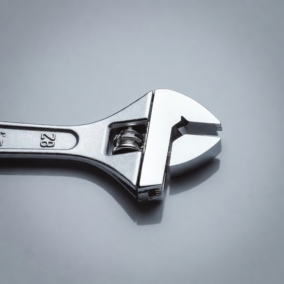 Adjustable Wrench on Gray Background Adjustable Wrench on Gray Background