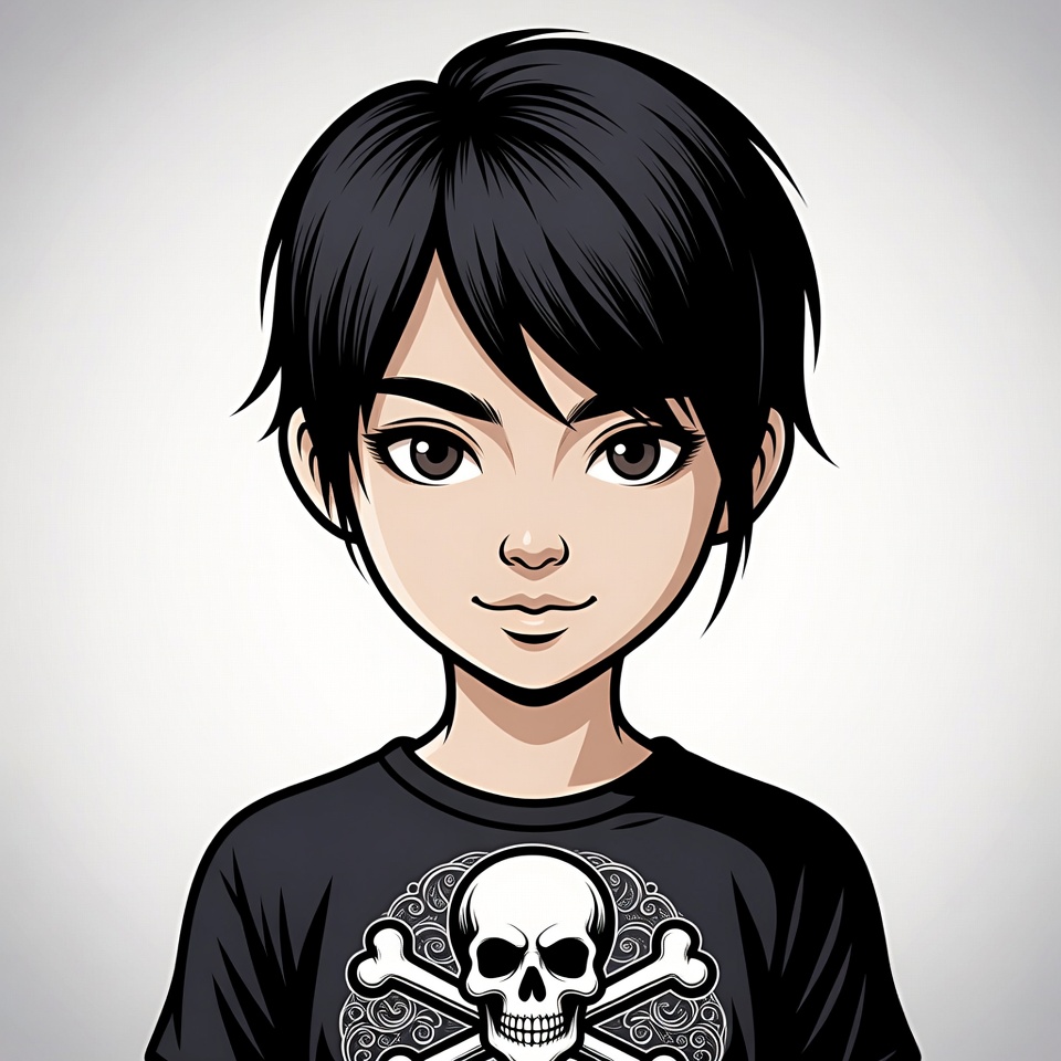 Anime boy with skull t-shirt Anime boy with skull t-shirt
